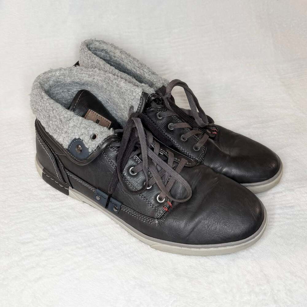 Day Five Mervin Men's Faux Leather Mid-Top Sneaker Boots with Sherpa Lining